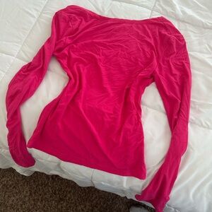 Hot Pink Women's Long Sleeve Backless top